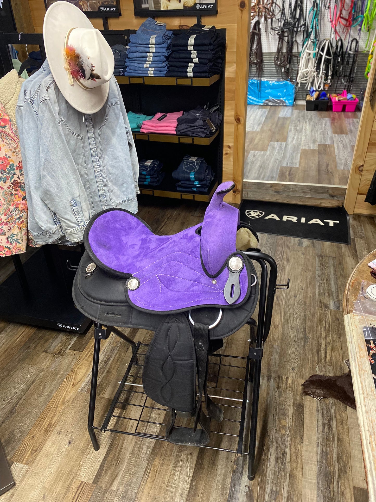 USED 14.5” Synthetic PURPLE Youth Saddle