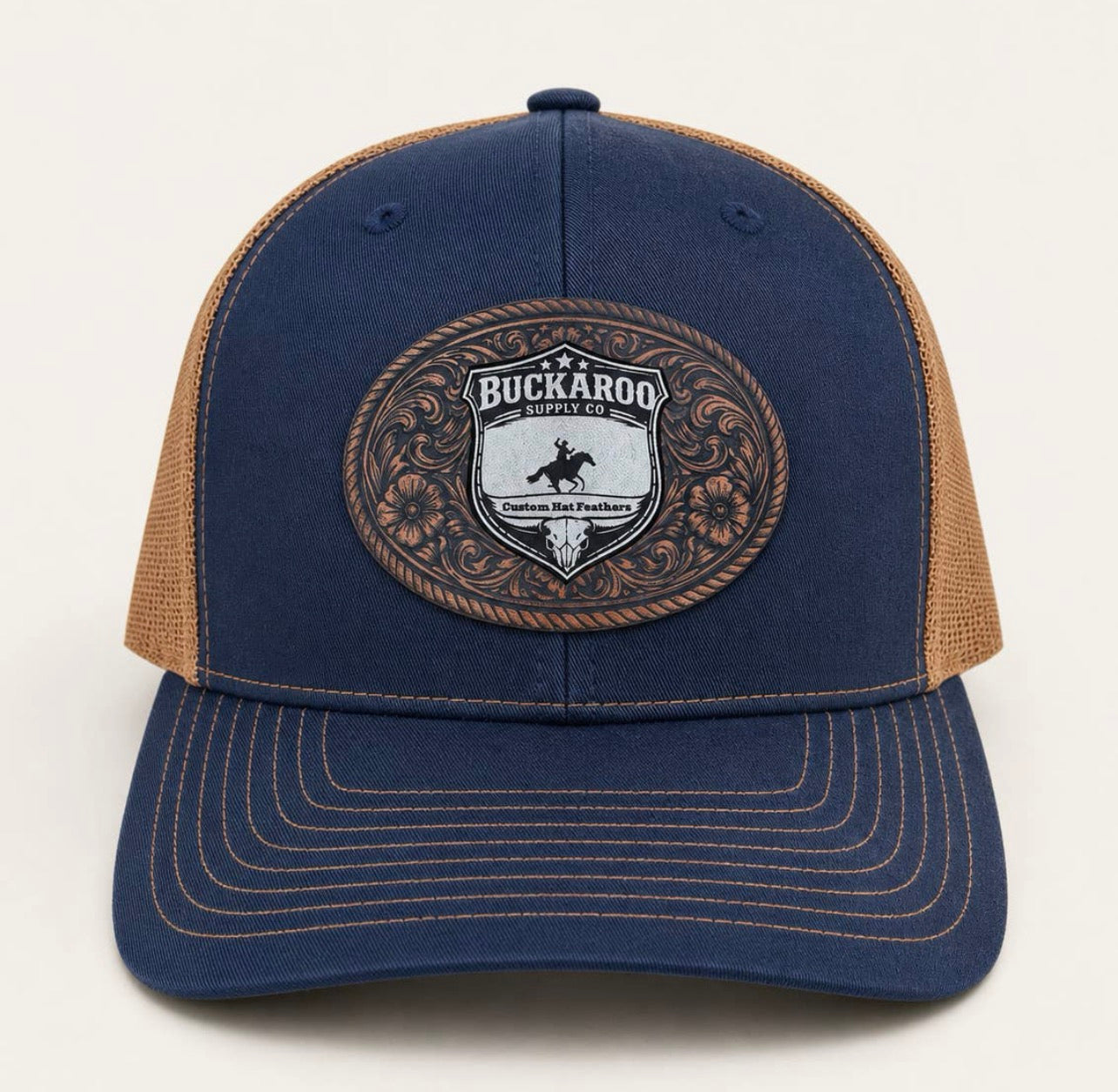 Buckaroo Supply Co. Navy & Camel Richardson 112 Trucker Hat