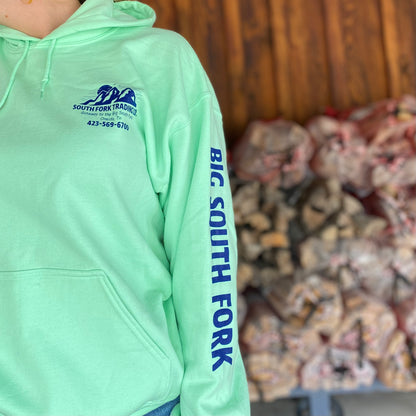 NEW Mint & Navy South Fork Trading Co - Adult Unisex Hoodie w/ Detailed Sleeve