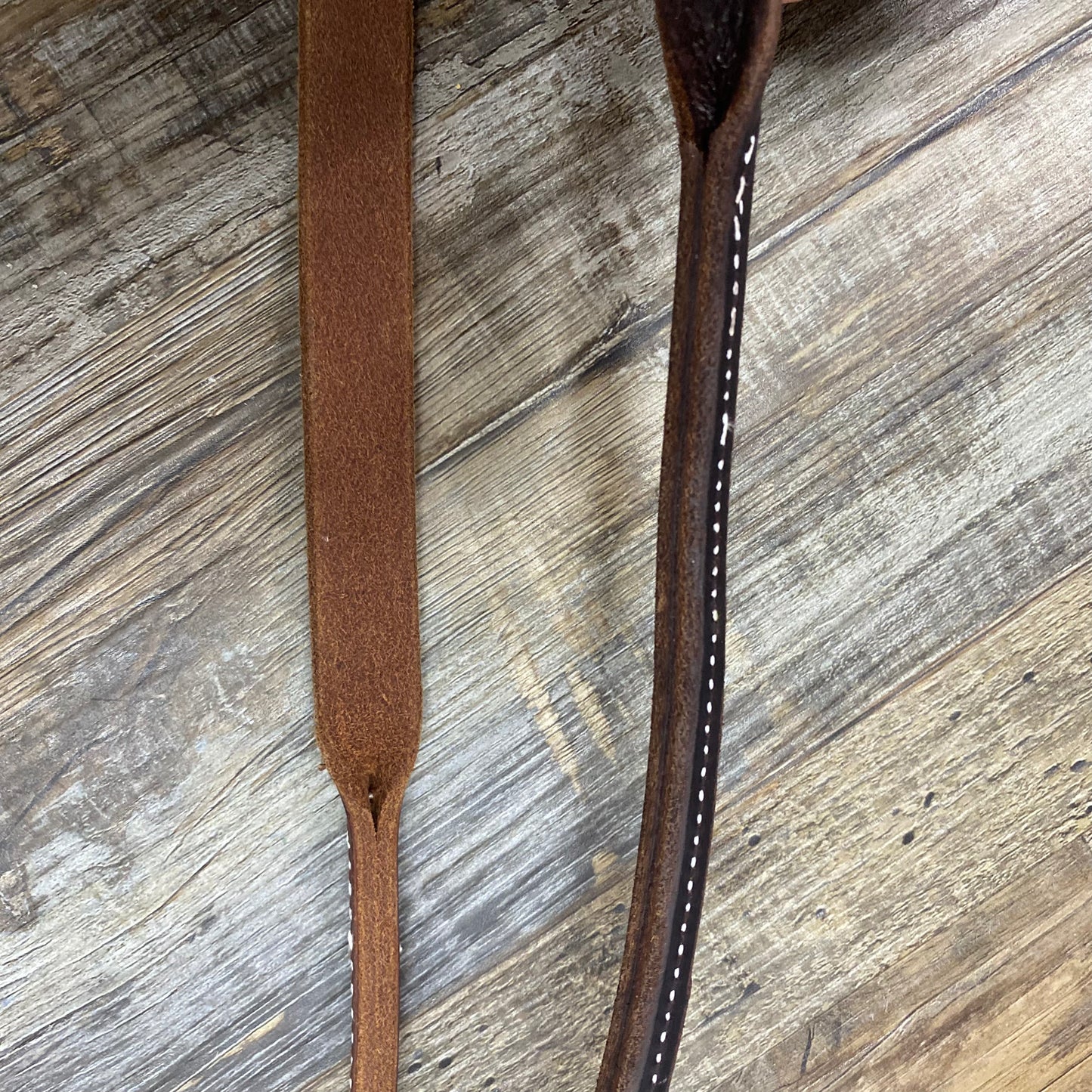Single Amish Crafted Light Leather Reins Without Snaps