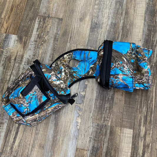 Amish Made Blue Camo Saddle Horn Bags w/ Drink Holder