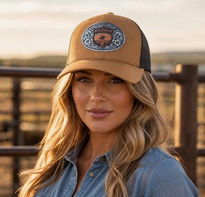 Buckaroo Supply Co. Camel & Black Richardson 112 Trucker Hat