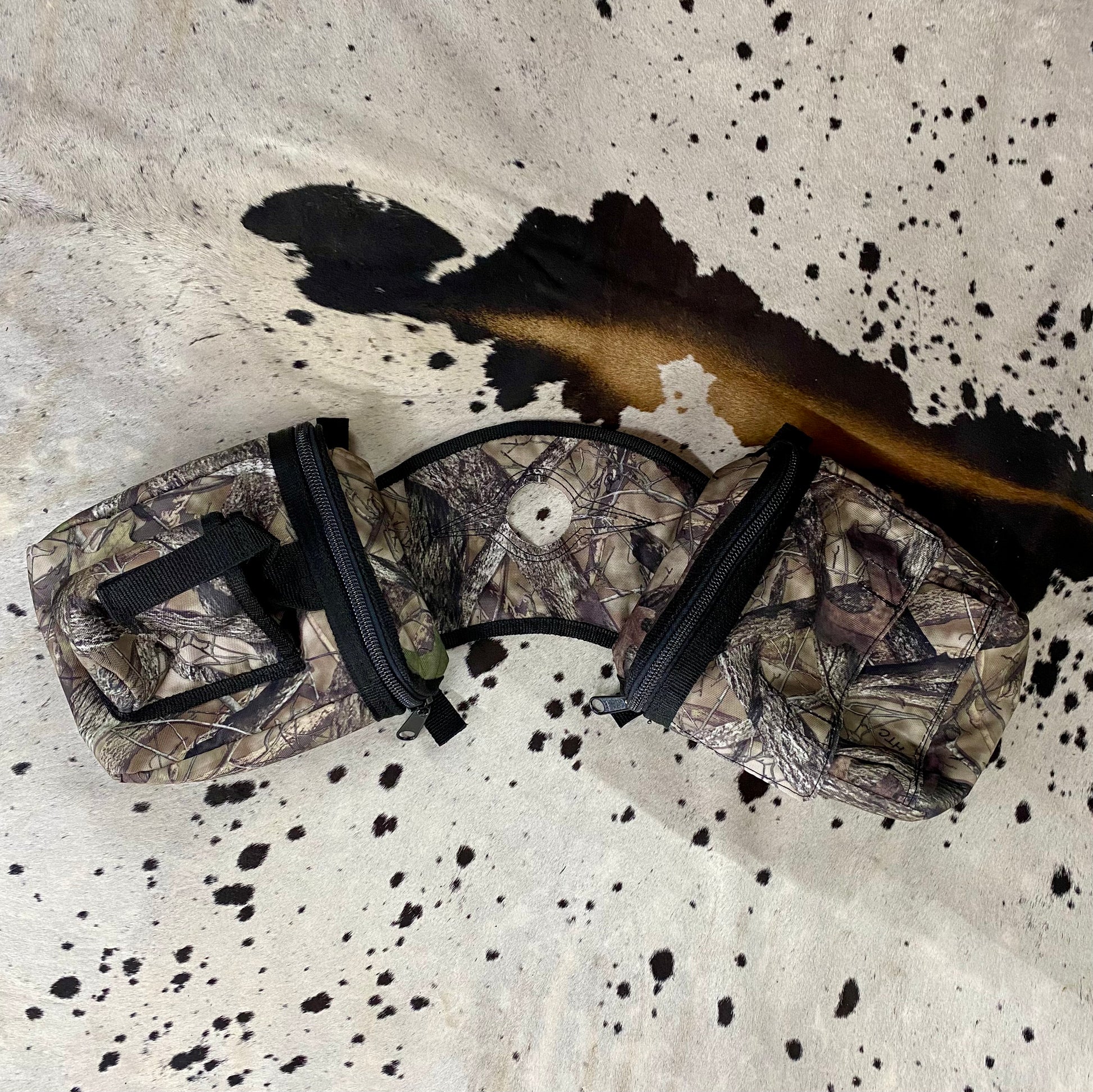 Amish Made Fall Camo Saddle Horn Bags w/ Drink Holder