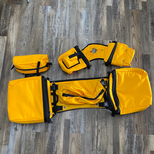 Special Custom Amish Crafted Mustard Yellow Bag SET Including Pommel Bag, Detachable Saddle Bags, & Horn Bags
