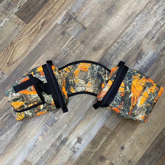 Amish Made Orange Camo Saddle Horn Bags w/ Drink Holder