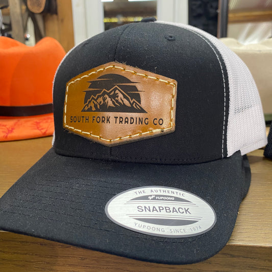 South Fork Trading Co. Leather Patch Snap Back Hat Black