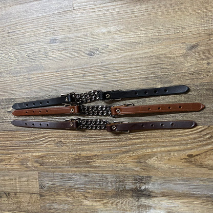 Deluxe Metallic Steel Chain & Genuine Leather Curb Chain (assorted colors)