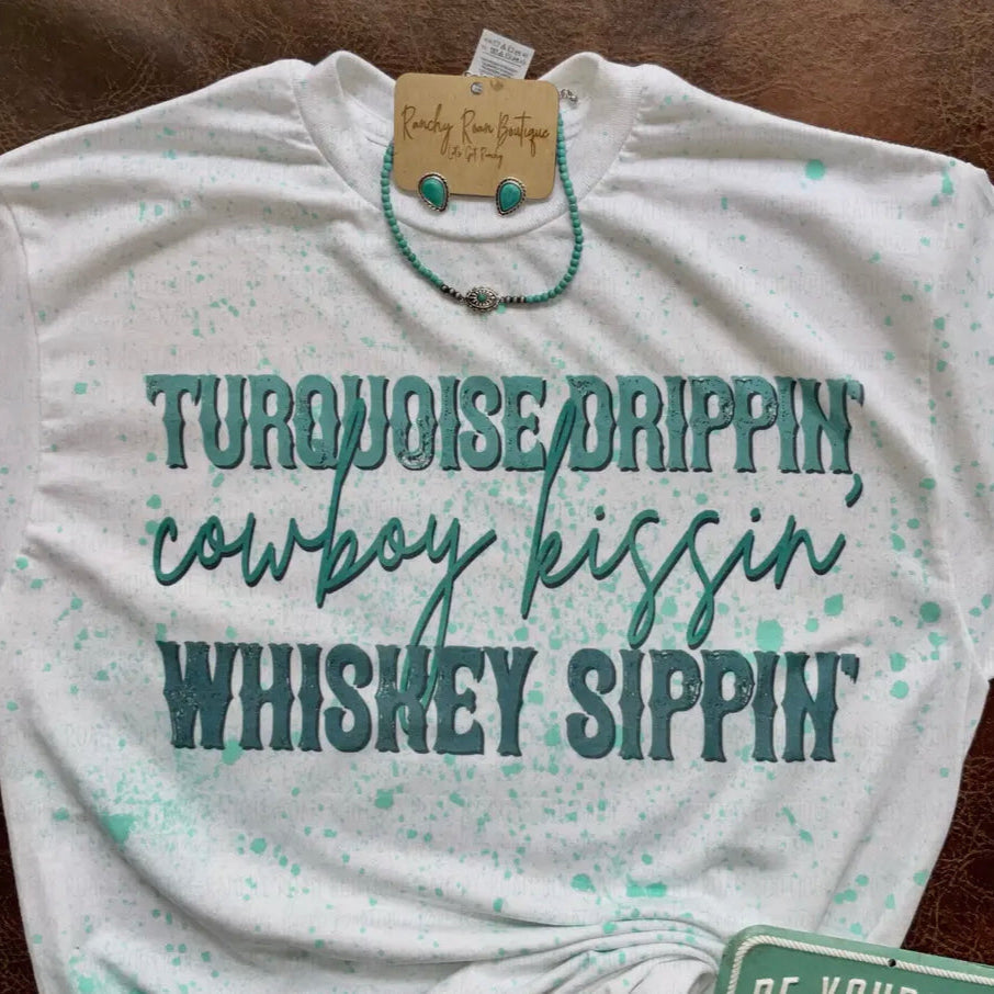Splattered Turquoise Drippin Tee