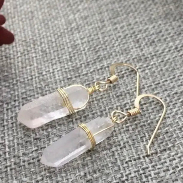 Smokey Raw Quartz Crystal Earrings