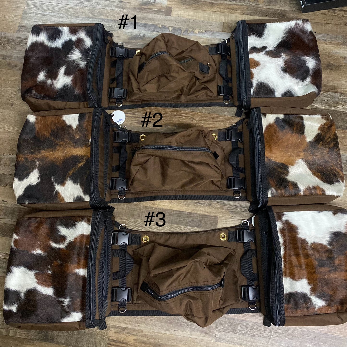 Amish Made Brown Real COWHIDE Detachable Saddle Bags