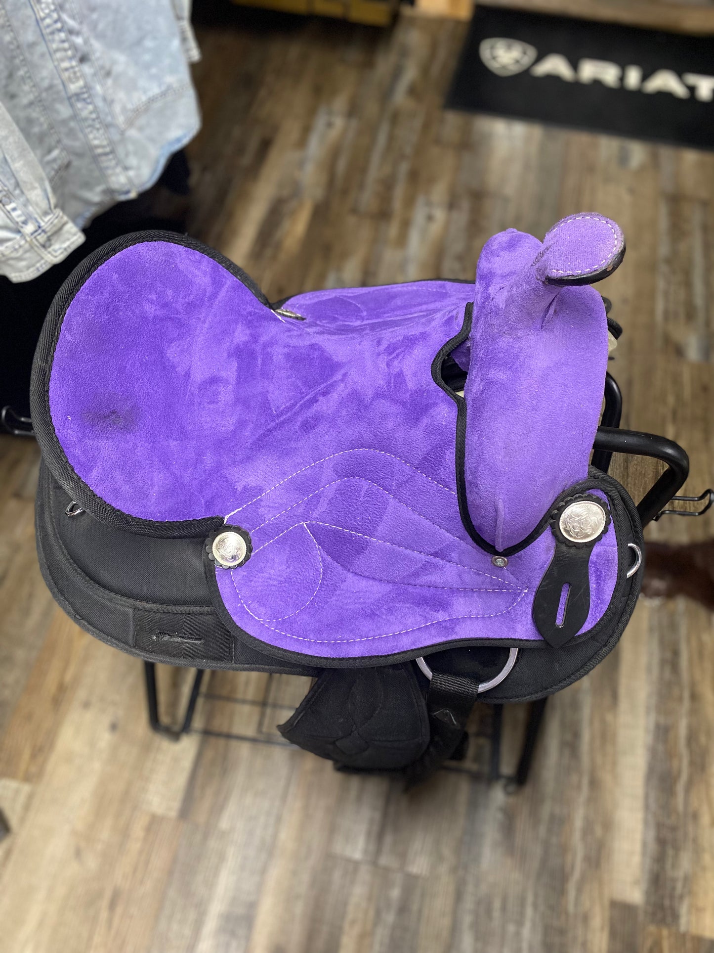USED 14.5” Synthetic PURPLE Youth Saddle