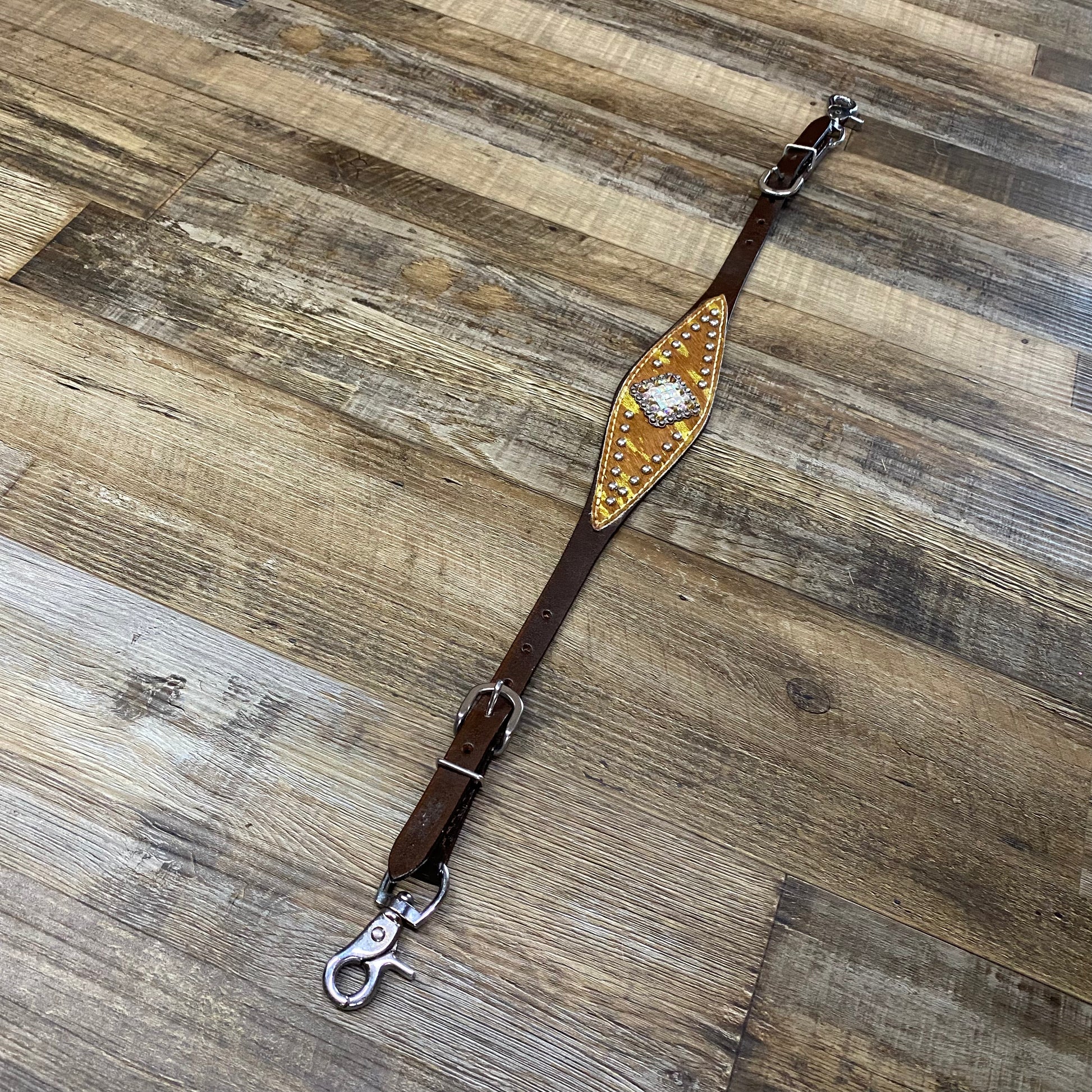 Western Bling Cowhide & Dark Brown Leather Wither Strap 