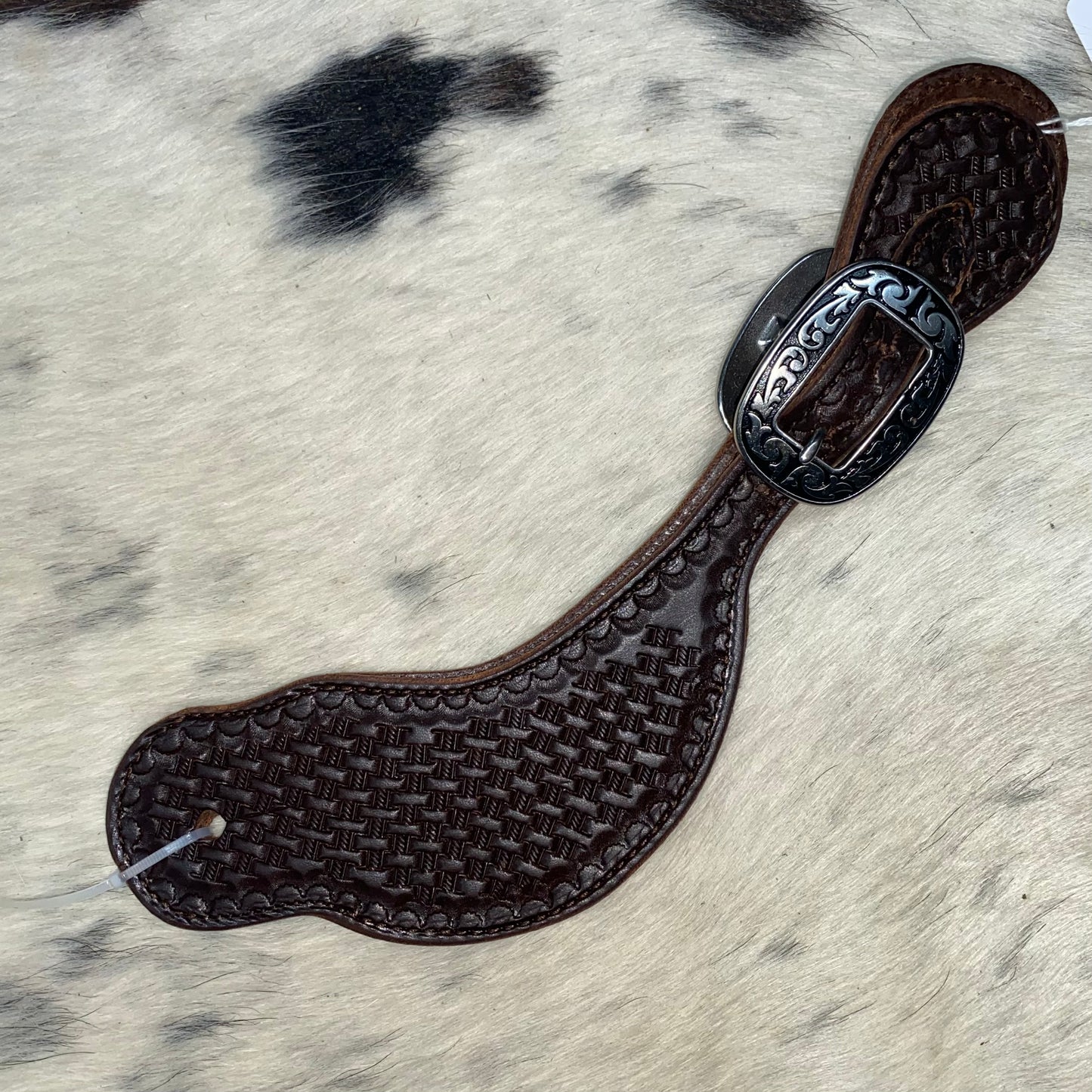 Amish Crafted Dark Brown Spur Strap Hand Tooled Deep Contour