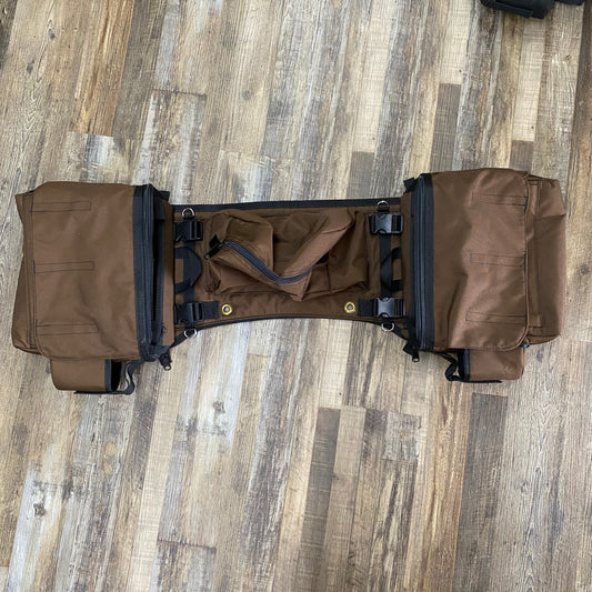 NEW DELUX Amish Made Chocolate Brown Detachable Saddle Bags W/ 2 Cup Holders & 2 Extra Pockets with Velcro