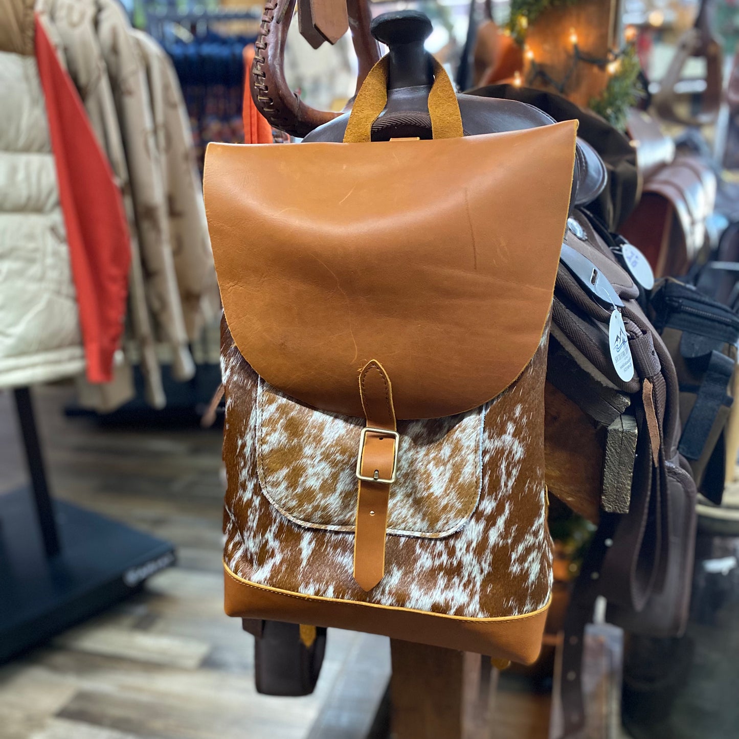 Amish Crafted “Dirty Diane” BACK PACK All Leather & Cowhide Large