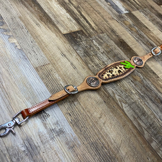 Western Cheetah Cowhide & Leather Wither Strap w/ Cactus Conchos