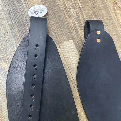 Amish Made Matt Black Leather Endurance Western Wide DELUXE Trail Stirrups 2” Wide at Attachment