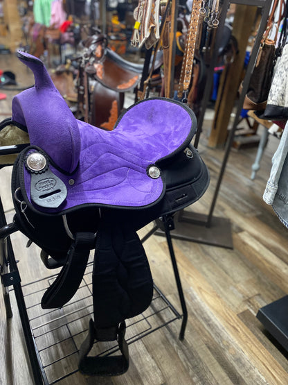 USED 14.5” Synthetic PURPLE Youth Saddle