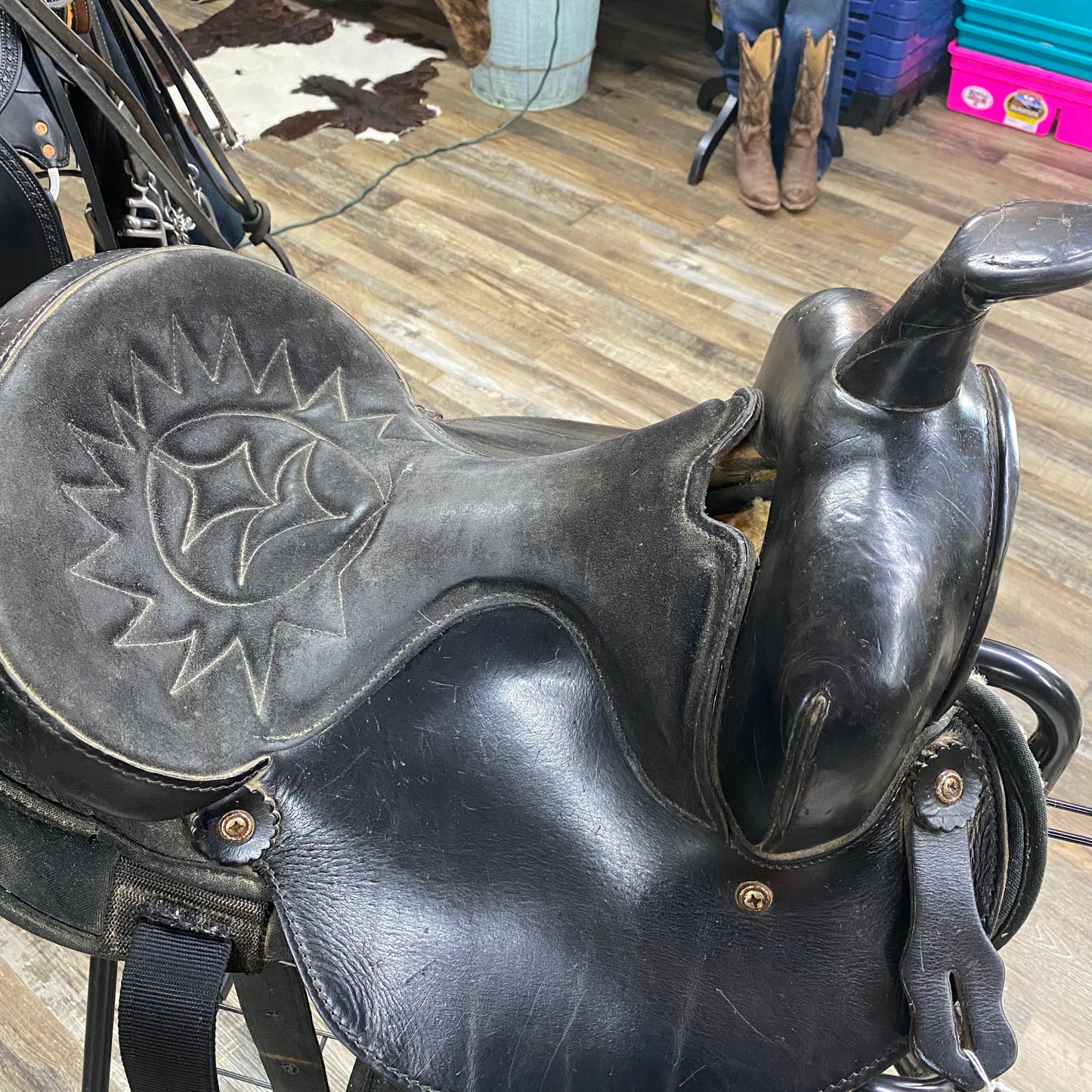 USED 14” Synthetic Big Horn  w/ Bridle, Bit, & Breast Collar