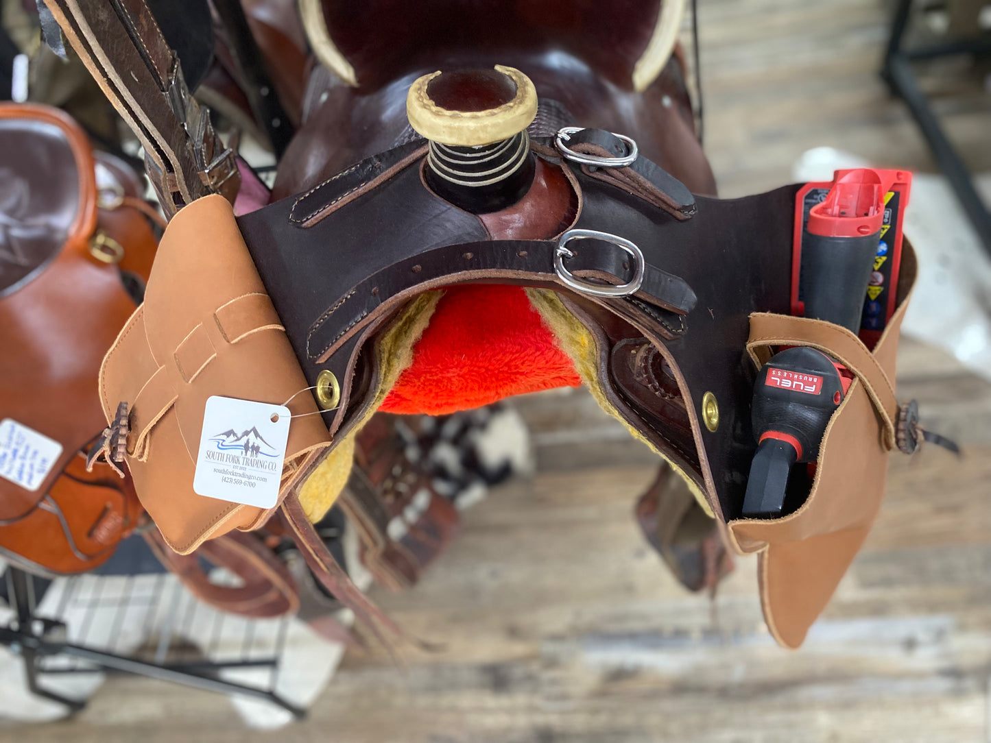 Small Chain Saw Horn Bags w/ Adjustable Straps & Flap Bag Amish Crafted High Quality Leather & Stainless Steel Hardware
