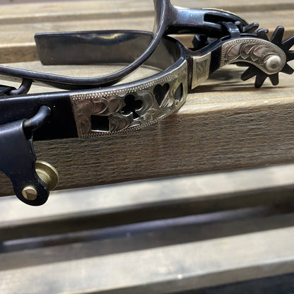 The Gambler Silver Plaited 2" Shank Rowel Pair of Spurs
