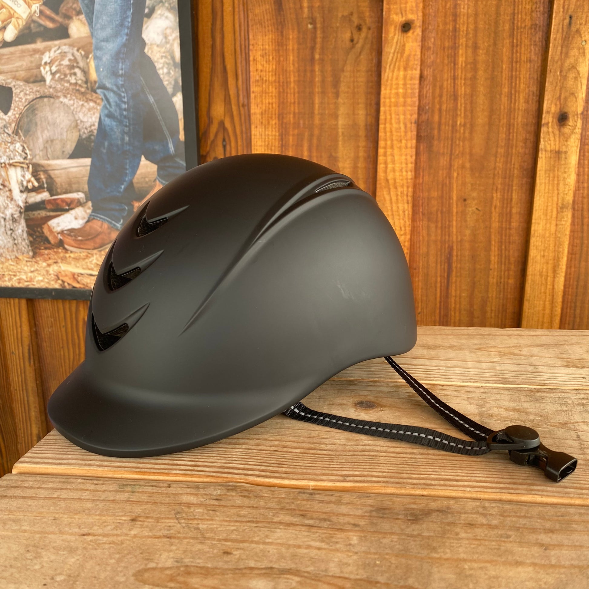 Helmet Adult Large Black Adjustable Back