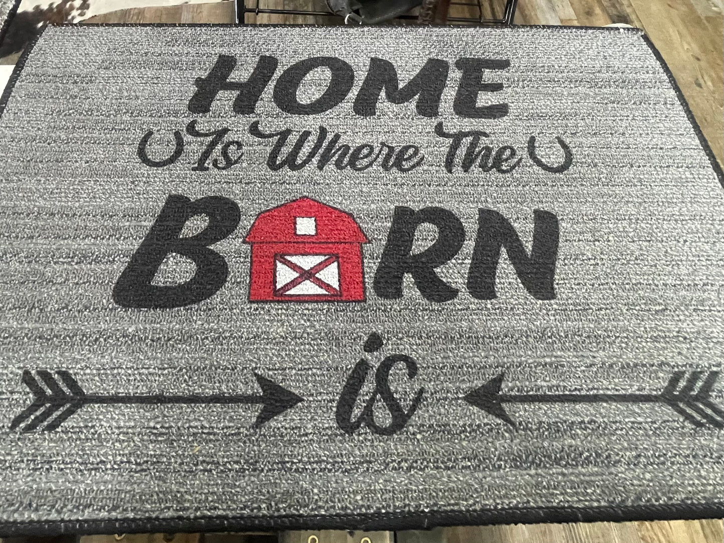 Home is Where The Barn Is Door Mat Rug 27” Long x 18” Wide Amish Crafted