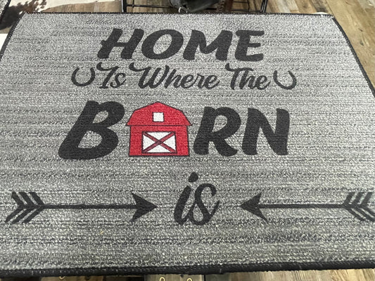 Home is Where The Barn Is Door Mat Rug 27” Long x 18” Wide Amish Crafted