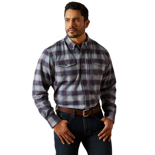 Ariat® Mens Rebar Flannel DuraStretch Work Shirt Monument