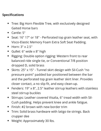 USED 16" Big Horn “The Infinity Trail Saddles
Sil-Cush™