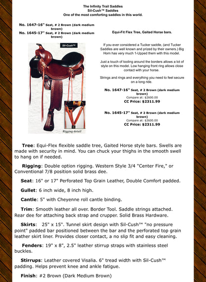 USED 16" Big Horn “The Infinity Trail Saddles
Sil-Cush™