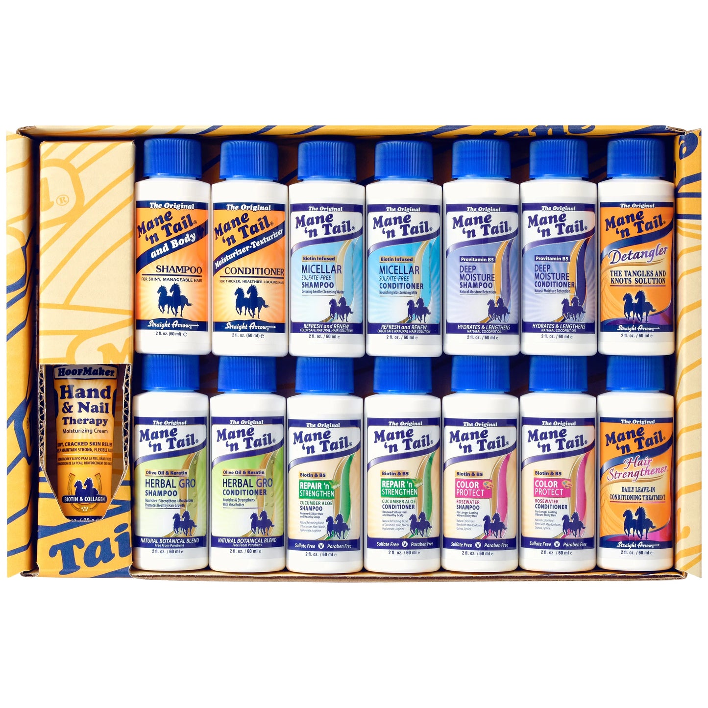 Mane 'n Tail Sampler Gift Box Trial Size Shampoos Conditioners and Detanglers (15 Piece Set)