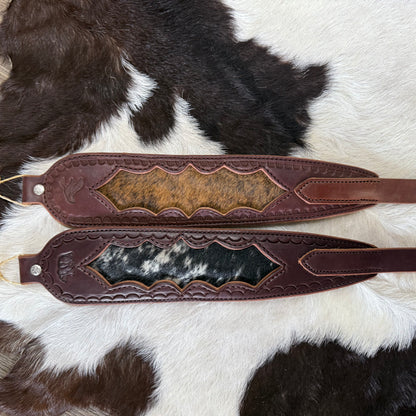 Amish Hand Crafted Dark Brown Leather Gun Slings w/ Genuine Cowhide