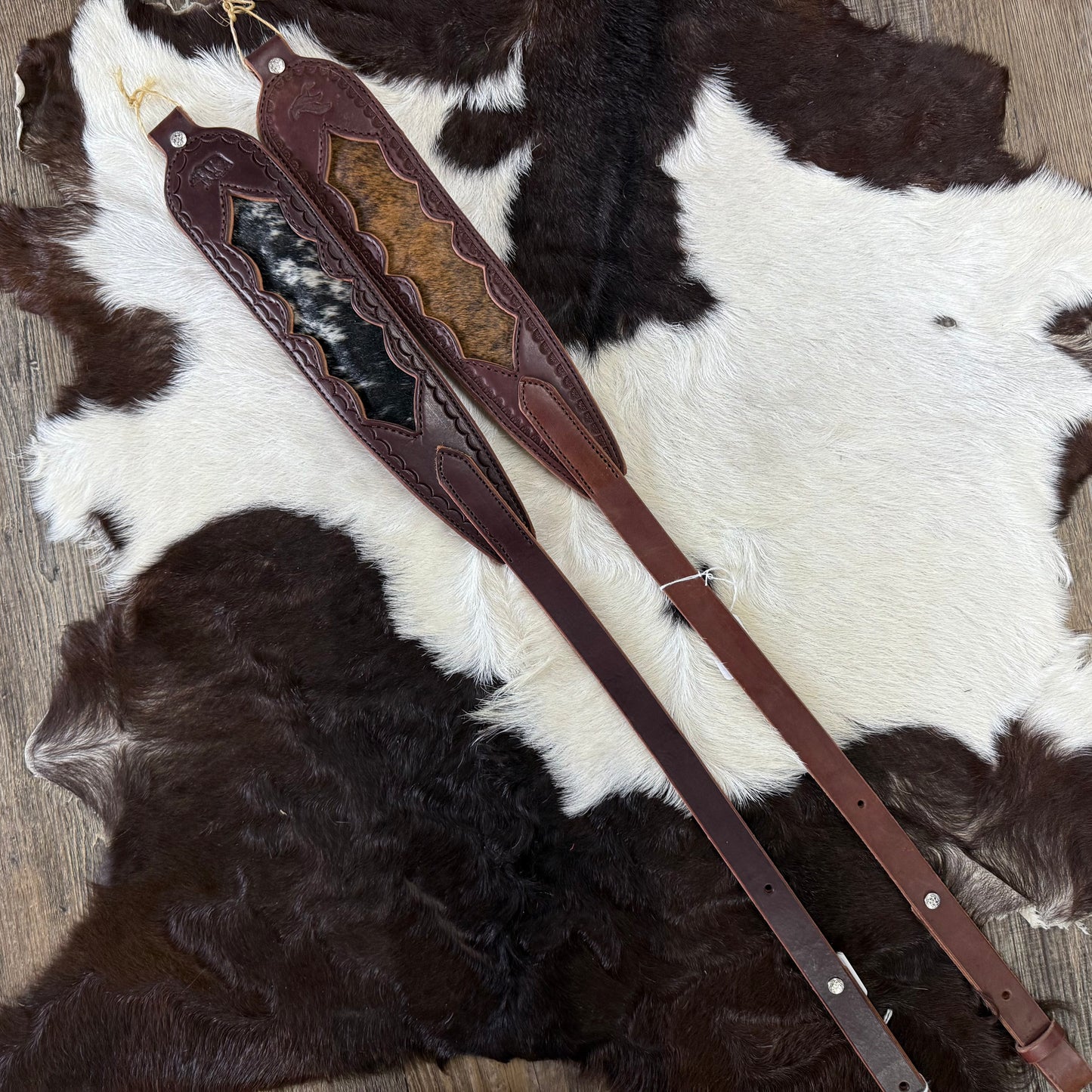 Amish Hand Crafted Dark Brown Leather Gun Slings w/ Genuine Cowhide