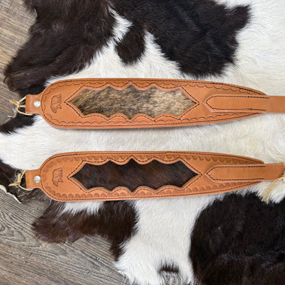 Amish Hand Crafted Light Tan Brown Leather Gun Slings w/ Genuine Cowhide