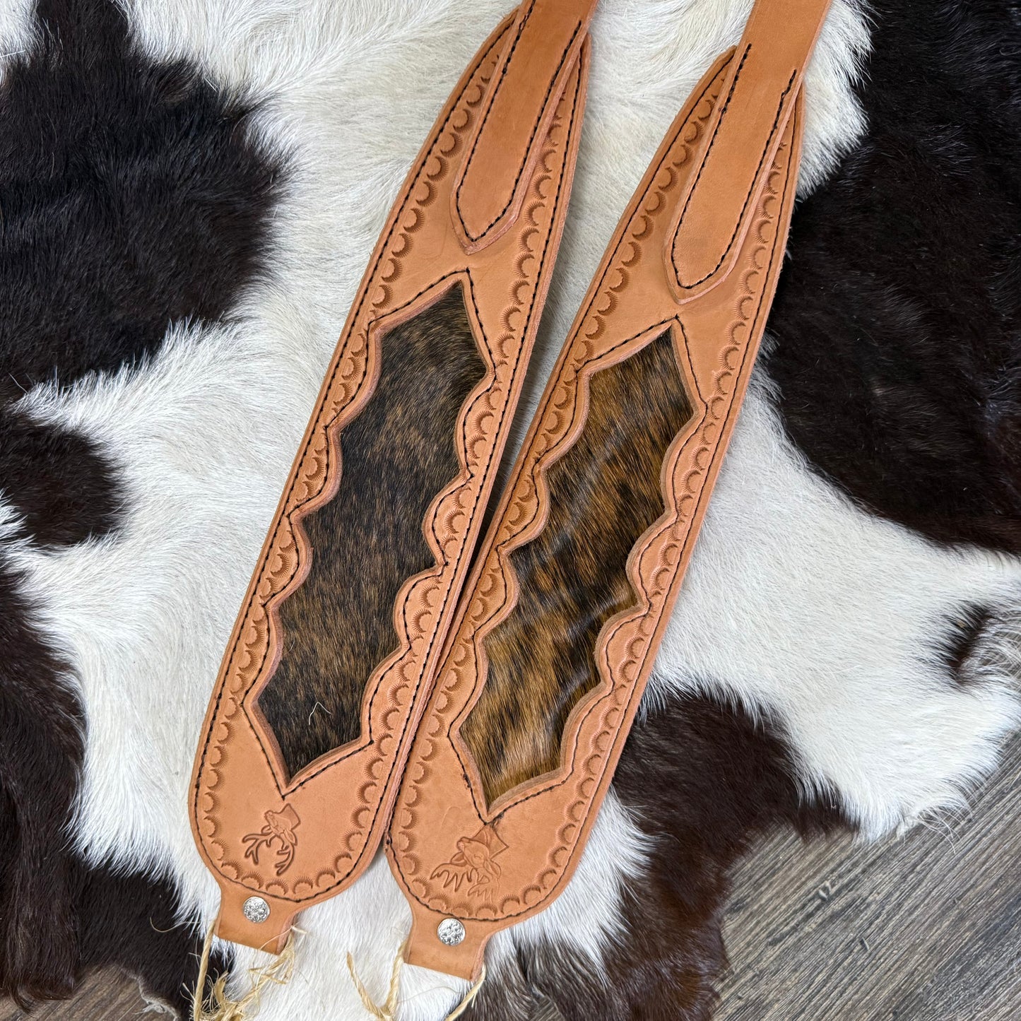 Amish Hand Crafted Light Tan Brown Leather Gun Slings w/ Genuine Cowhide