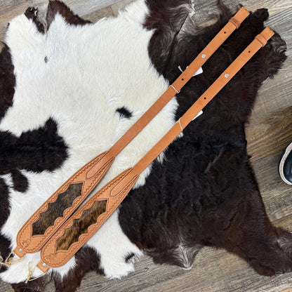 Amish Hand Crafted Light Tan Brown Leather Gun Slings w/ Genuine Cowhide