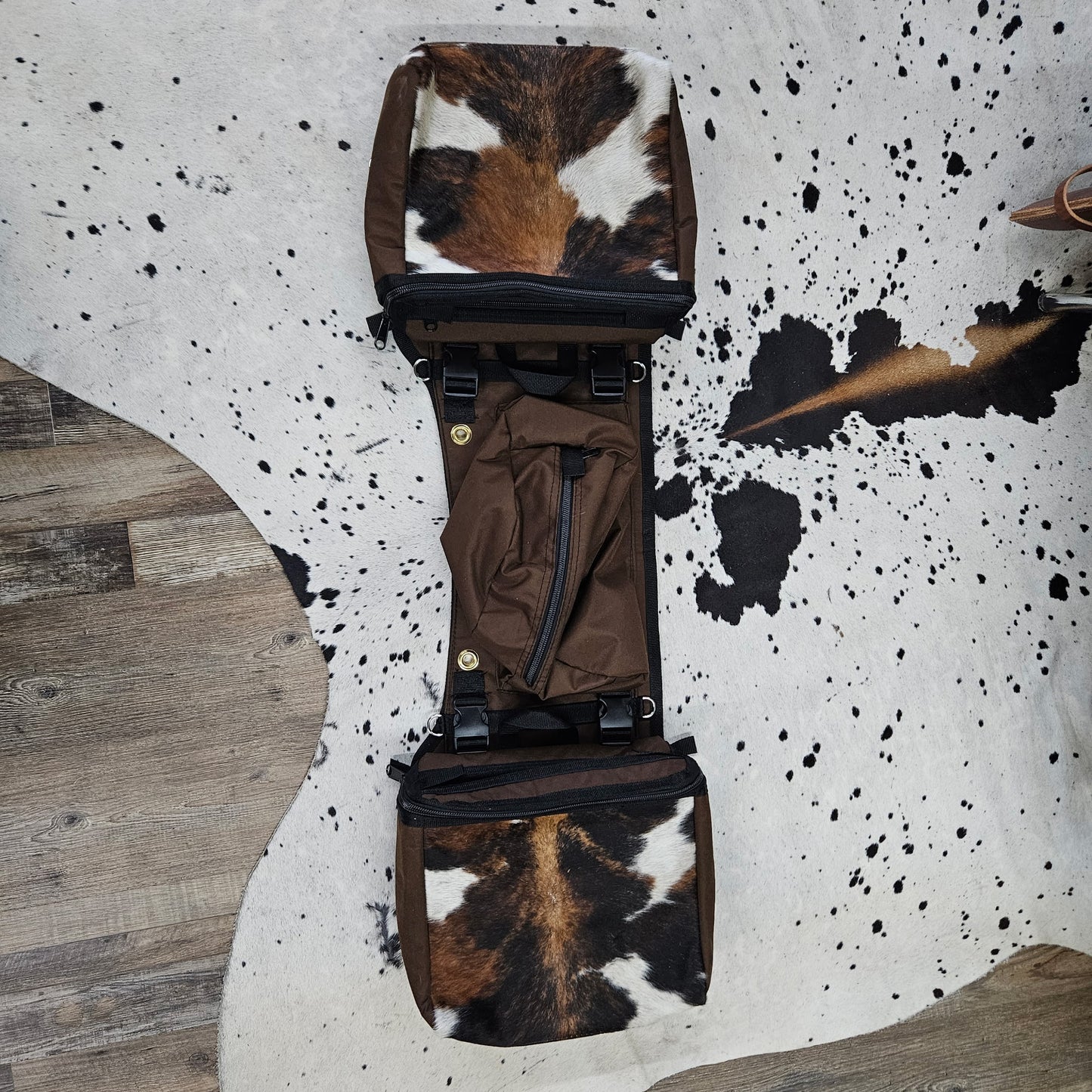Amish Made Brown Real COWHIDE Detachable Saddle Bags