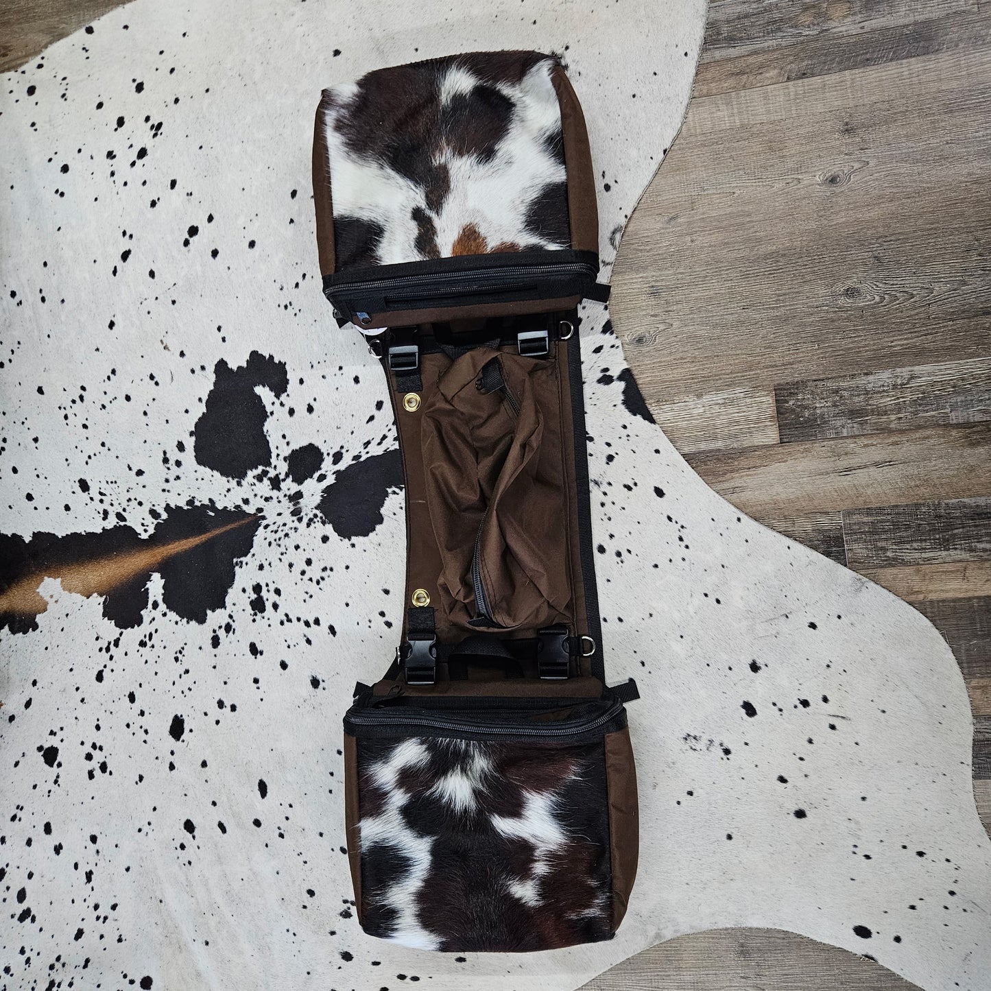 Amish Made Brown Real COWHIDE Detachable Saddle Bags