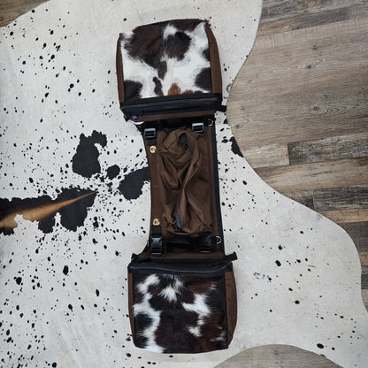 Amish Made Brown Real COWHIDE Detachable Saddle Bags