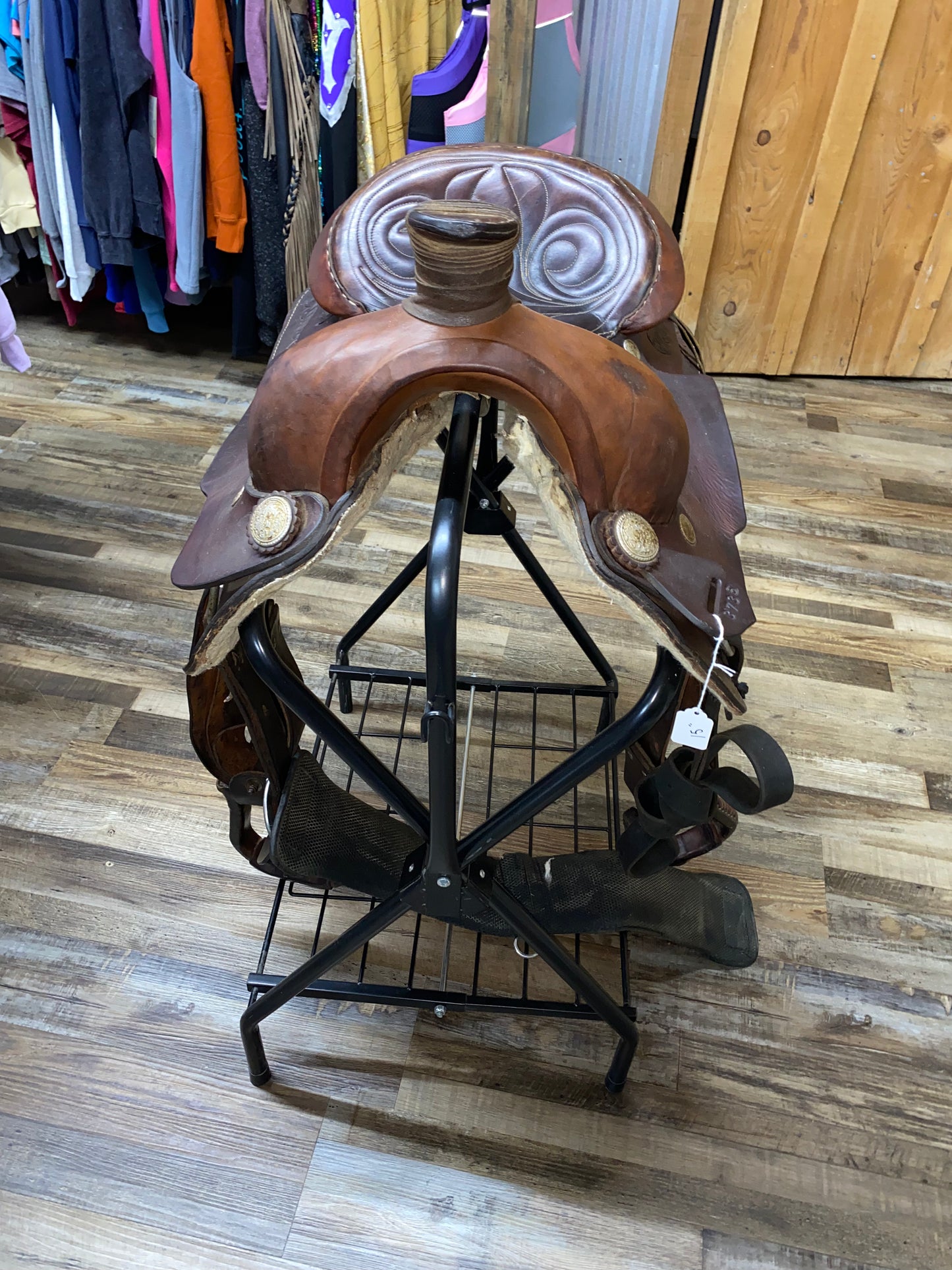 USED Custom Made By Buffalo Saddlery 15” Western Floral Tooled #3736