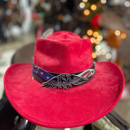 Cowboys & Angles Red Cowboy Hat w/ Accessories Byrdie Mae’s Creation