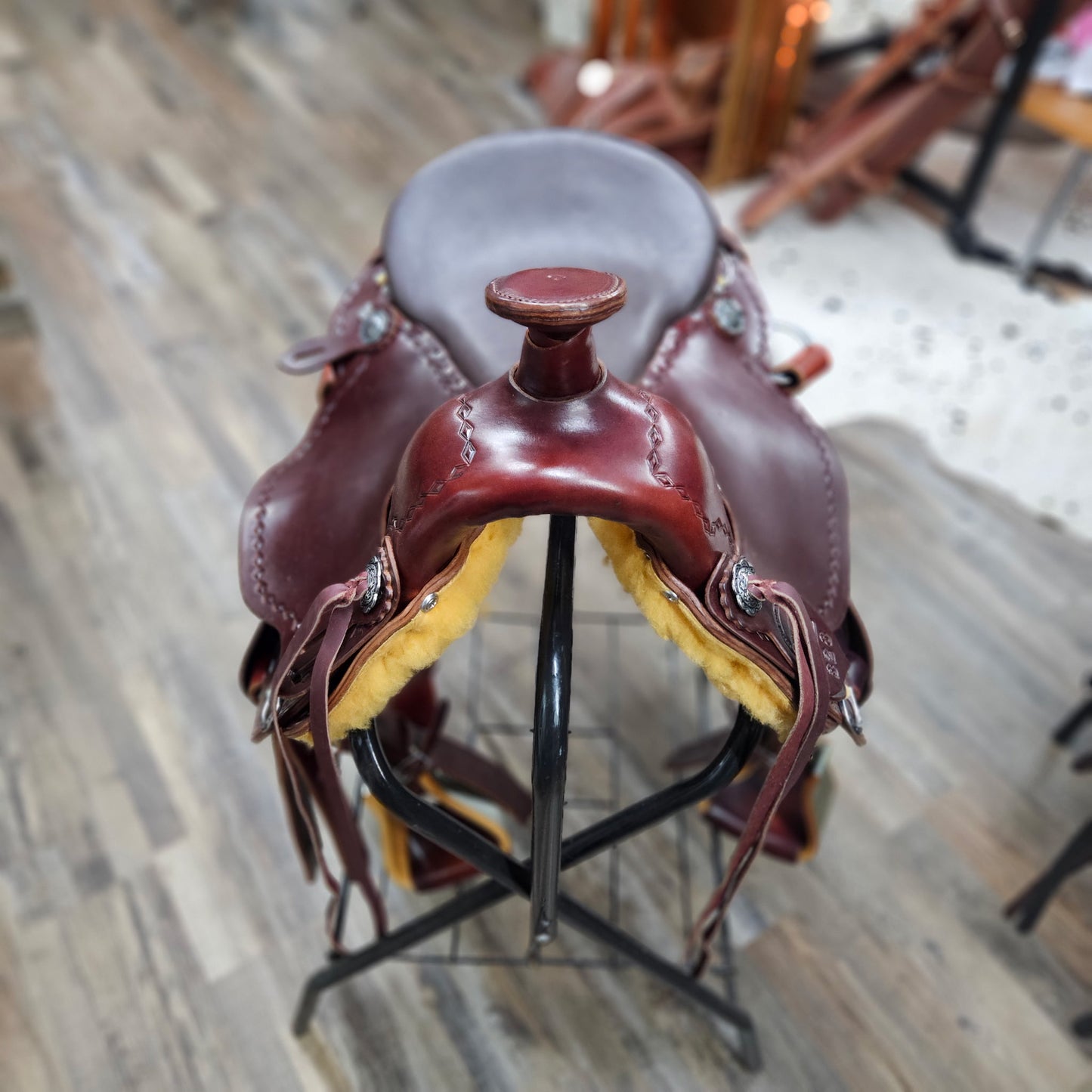 NEW SCHWARTZ Western Diamond Deluxe 16” Saddle w/ Matching Headstall & Pulling Collar Amish Crafted