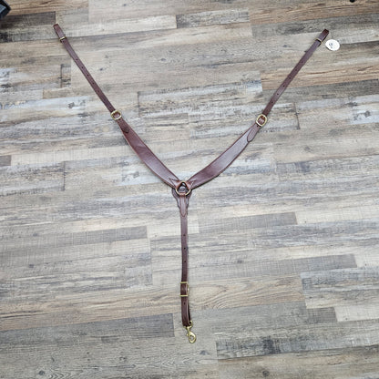 Schwartz Leather Western Straight Breast Collar - Chocolate Dark  Brown w/ Brass Hardware