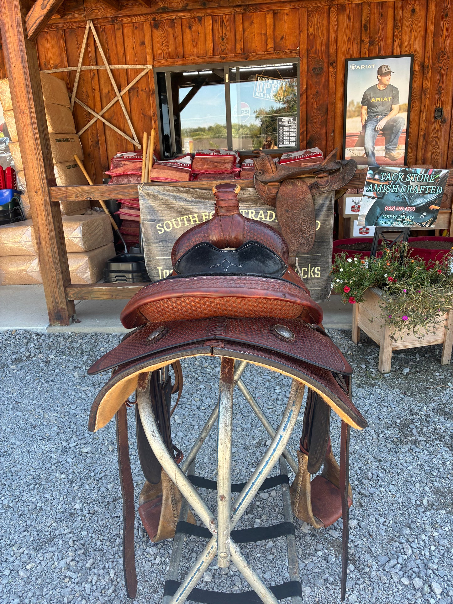 Used Circle Y Roper 15” Saddle W/ Extra Wide Rawhide Stirrups