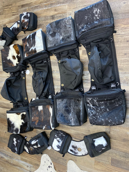 Amish Made Black Real COWHIDE Detachable Saddle Bags