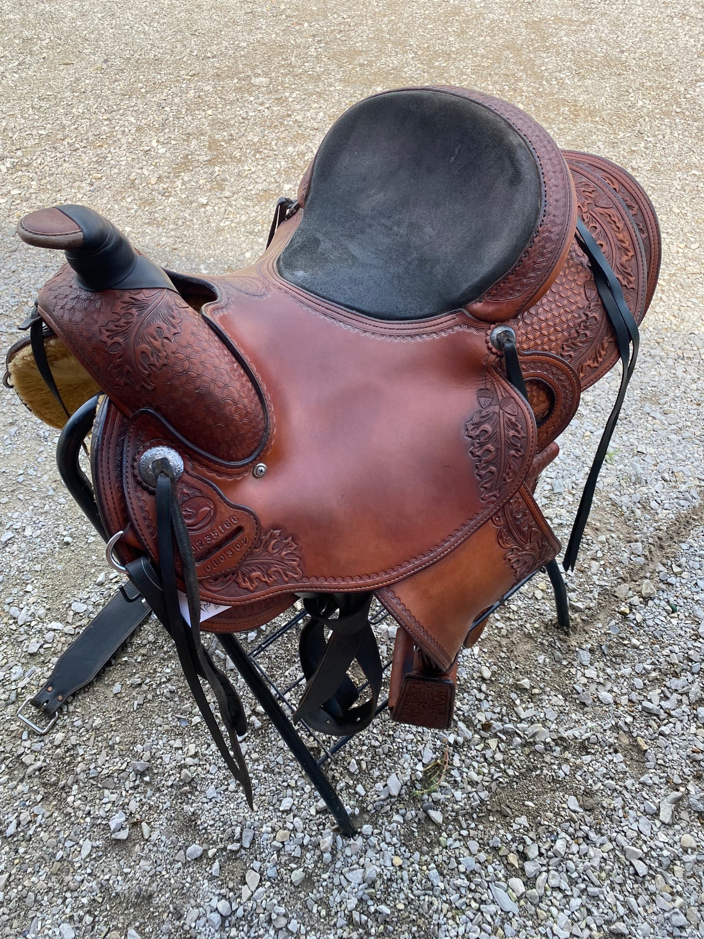Pre-loved “About The Horse, Inc” 15” Western Saddle w/ Synthetic seat & Comes w/ Back Cinch, Bridle, & Saddle Pad