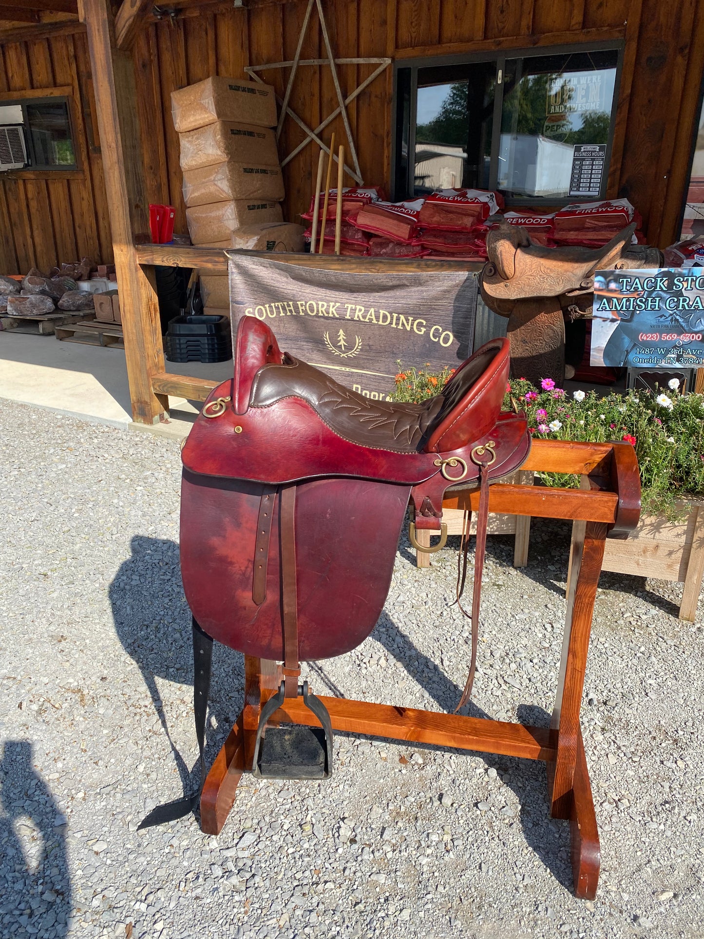 Pre Loved Tucker Equitation Endurance Saddle 16.5” Western Rigging & English Stirrup Leathers & Brass Hardware
