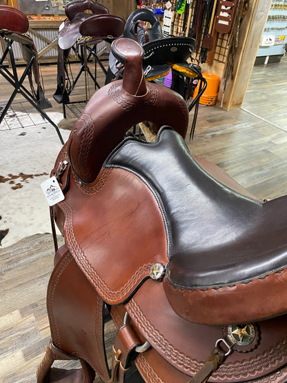 Western Saddle Amish Handcrafted Star Concho 17” w/ Narrow Twist w/ Matching Star Headstall & Reins