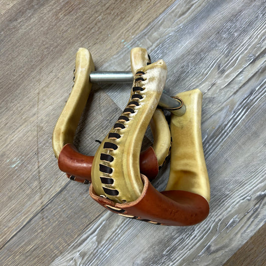 Natural Rawhide & Leather Western Stirrups Leather 7 Inches Tall